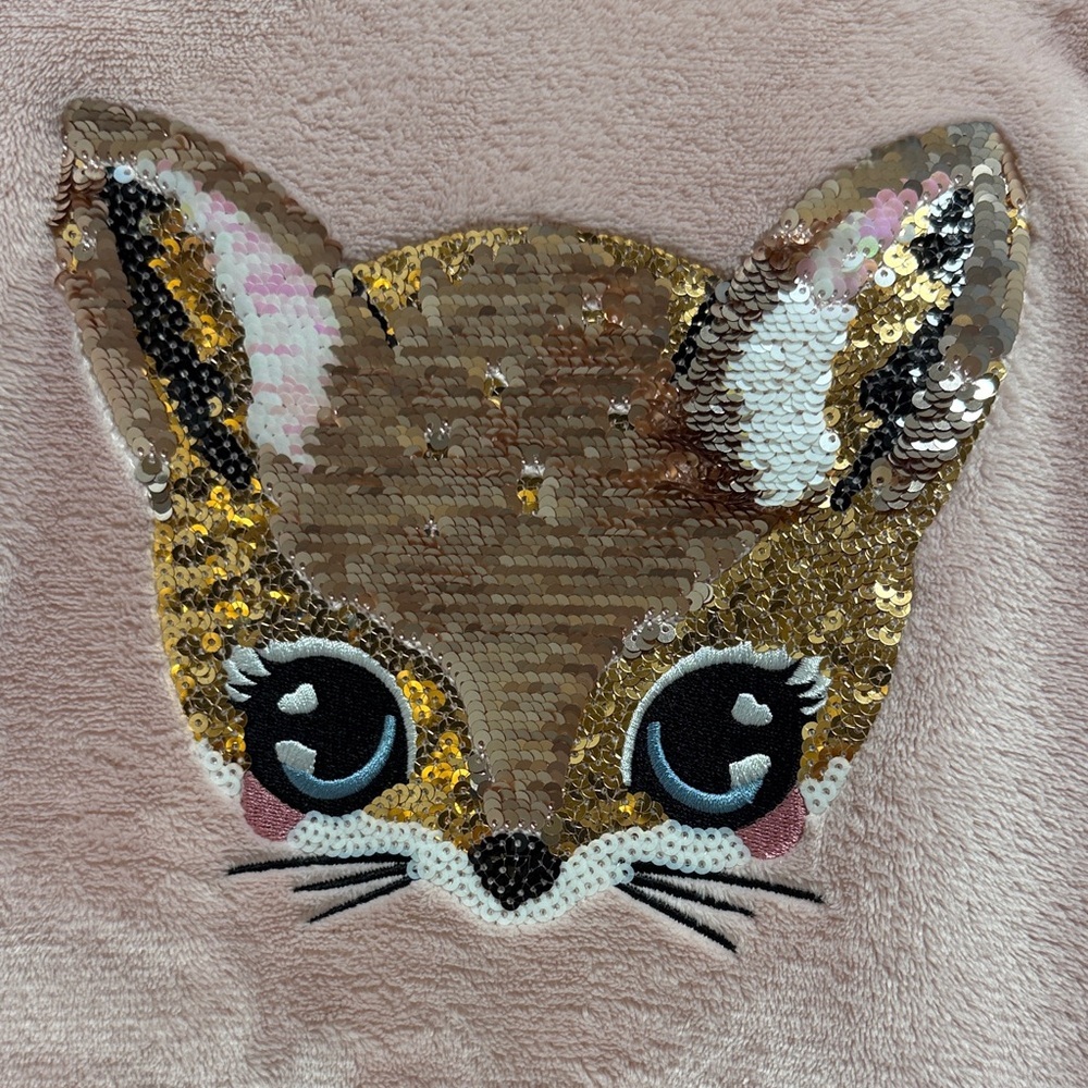 H&M Pink Fleece Sweatshirt with reversible Sequin Fox sz 8-10 - Picture 5 of 10